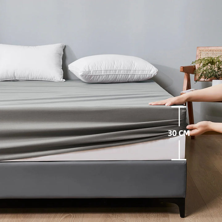 Waterproof Bed Fitted Sheet Soft Breathable Mattress cover Grey Queen/King/Twin/Full