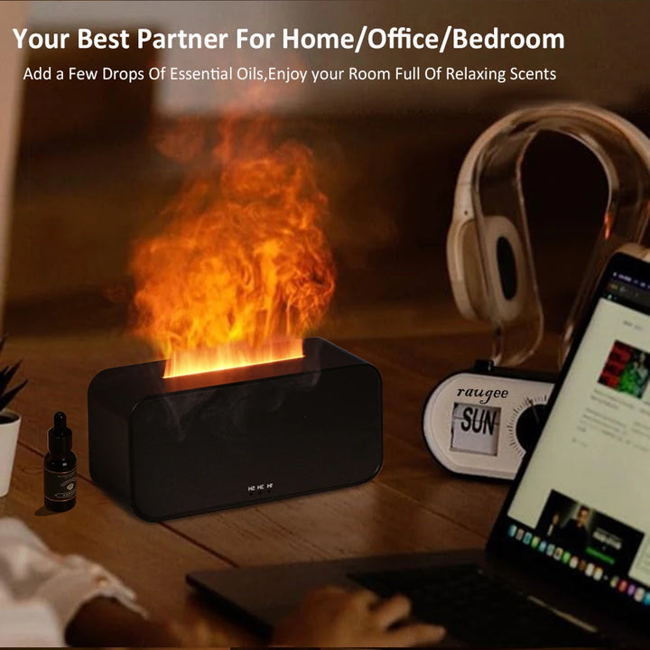 Aroma Humidifier Essential Oil Fragrance Diffuser Flame Aromatherapy Diffuser Home Mini Air Humidifier Mist Maker with LED Light