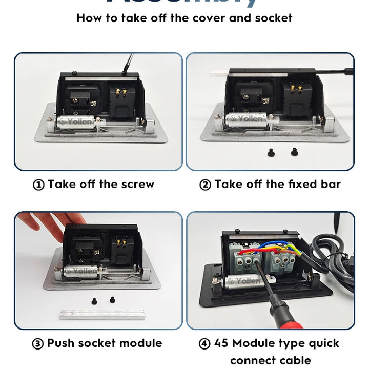 Metal Panel EUR Version RU Table Socket 2Outlet 2USB A Or C Option Office Kitchen Cabinet Desktop Hidden Type 16A Power Module