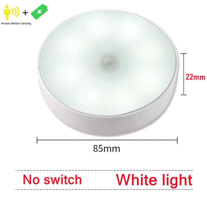Night Light Motion Sensor Light USB LED Lamp With Switch Rechargeable Inductor Lights For Kitchen Stairs Hallway Closet Bedroom
