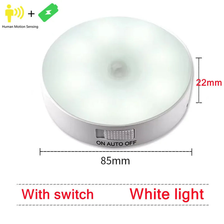 Night Light Motion Sensor Light USB LED Lamp With Switch Rechargeable Inductor Lights For Kitchen Stairs Hallway Closet Bedroom