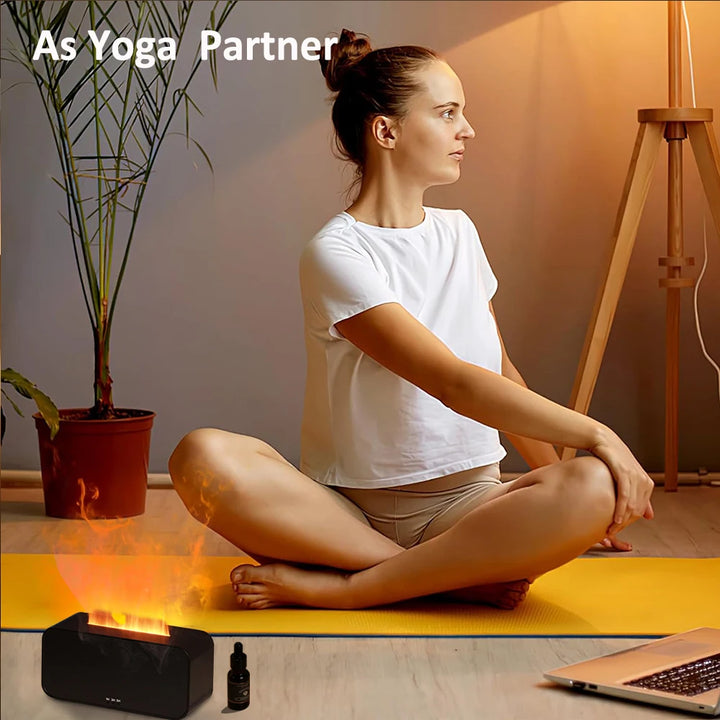 Aroma Humidifier Essential Oil Fragrance Diffuser Flame Aromatherapy Diffuser Home Mini Air Humidifier Mist Maker with LED Light