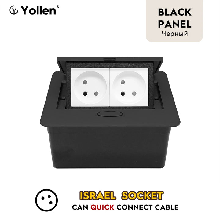 Metal Panel EUR Version RU Table Socket 2Outlet 2USB A Or C Option Office Kitchen Cabinet Desktop Hidden Type 16A Power Module
