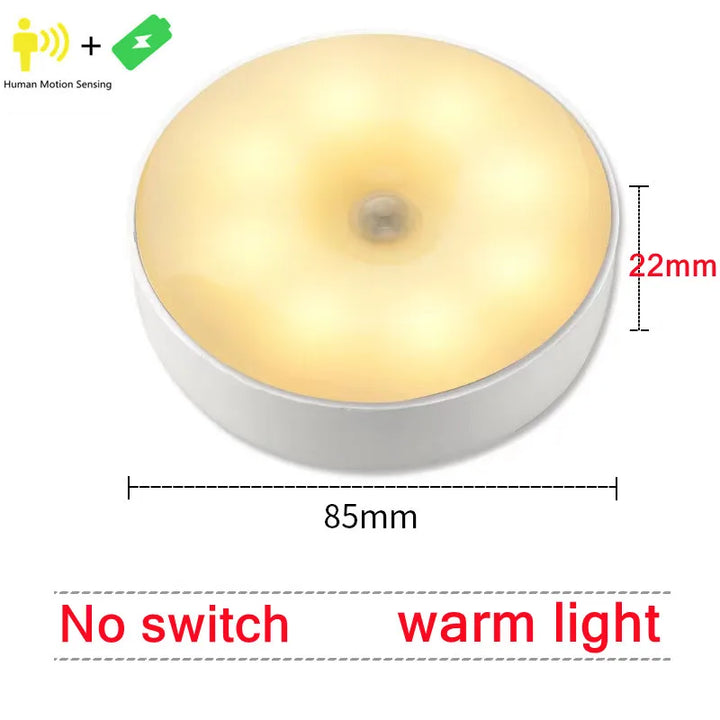 Night Light Motion Sensor Light USB LED Lamp With Switch Rechargeable Inductor Lights For Kitchen Stairs Hallway Closet Bedroom