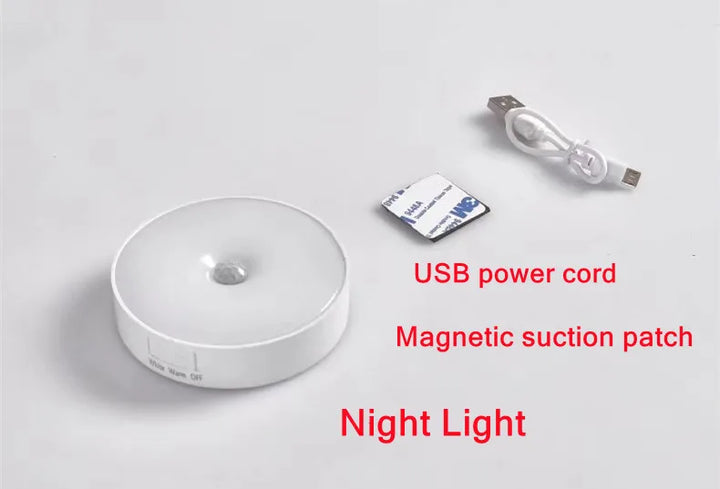 Night Light Motion Sensor Light USB LED Lamp With Switch Rechargeable Inductor Lights For Kitchen Stairs Hallway Closet Bedroom