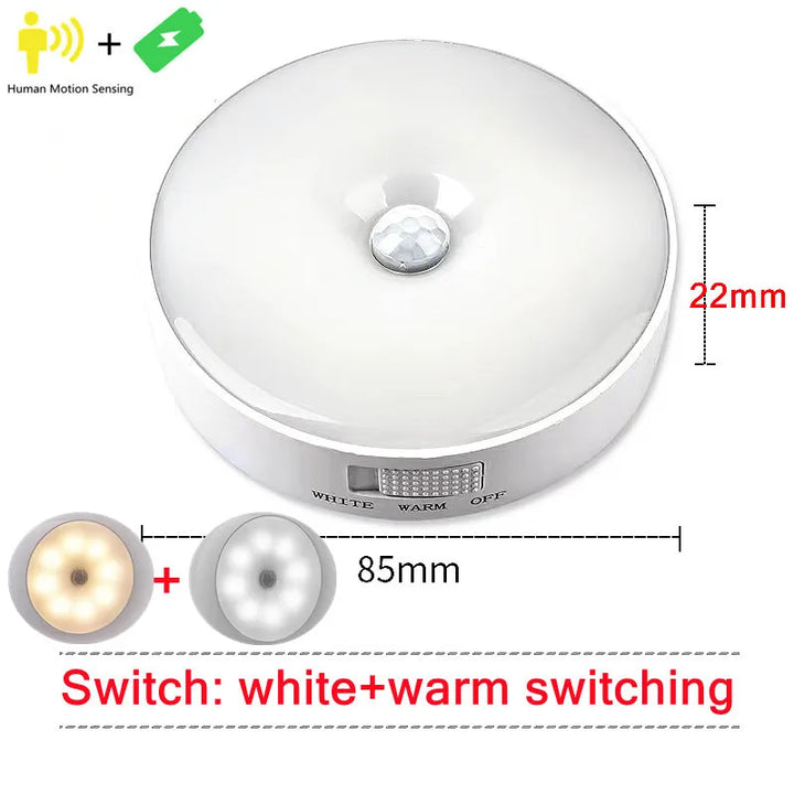 Night Light Motion Sensor Light USB LED Lamp With Switch Rechargeable Inductor Lights For Kitchen Stairs Hallway Closet Bedroom