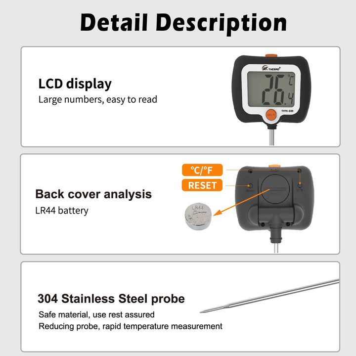 Confectionery/Sugar/Candy Thermometer Food Cooking Kitchen Digital BBQ Thermometer Meat Cake Milk Thermometer Tool